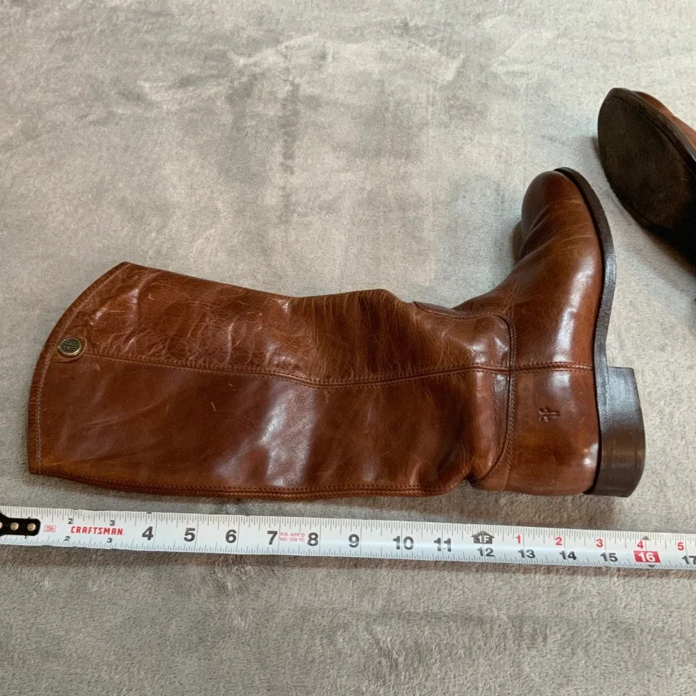 Frye Melissa Button Tall Cognac Leather Equestrian Boots 3475449 Womens 7 B